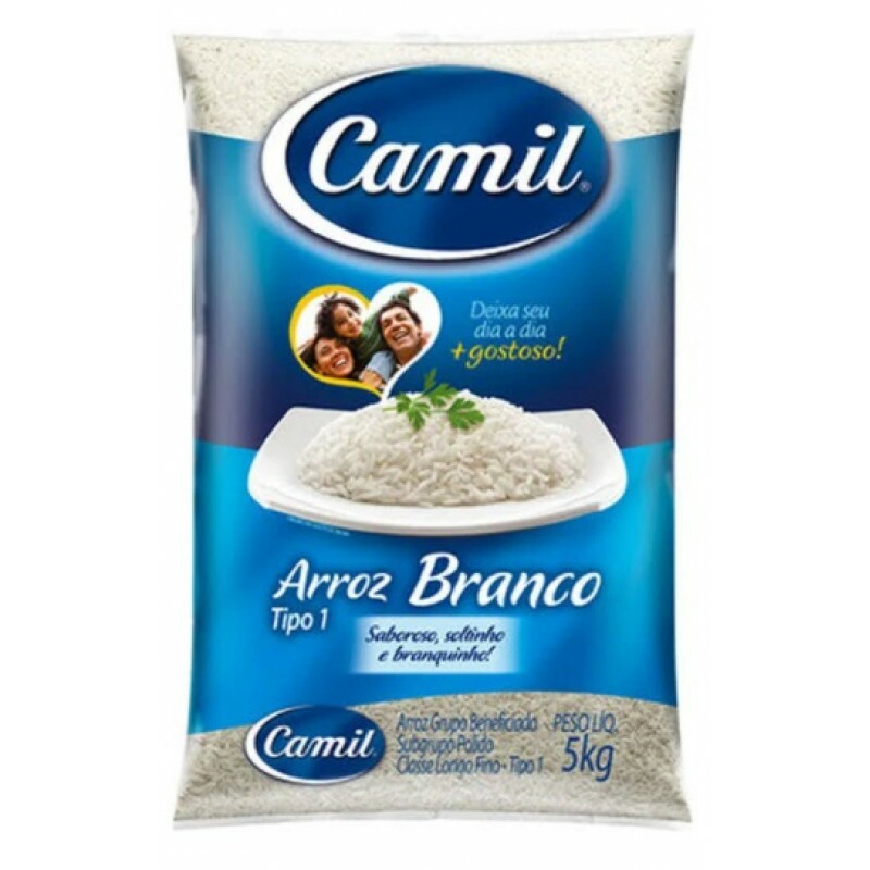 Arroz Branco Beneficiado Polido Longo Fino tipo 1 Camil - Pacote 5kg